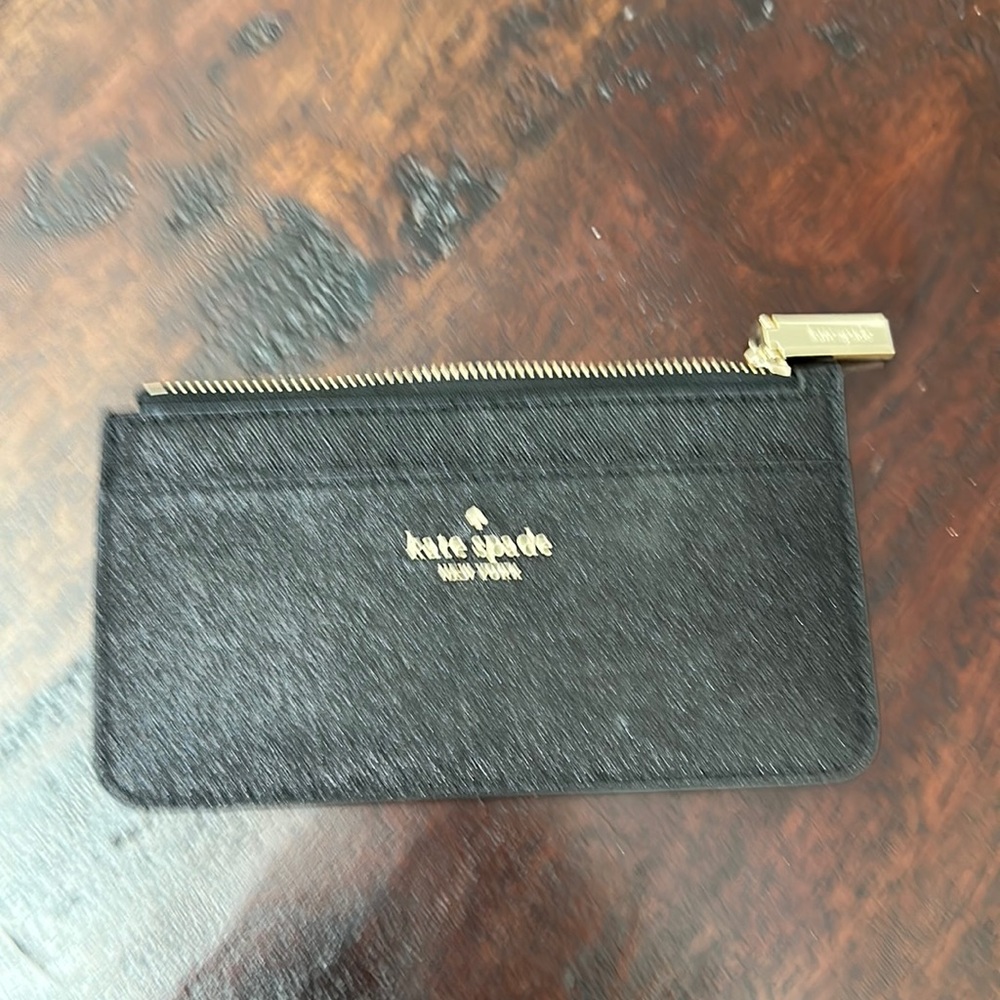 Black glitter, leather Kate Spade wallet. NWOT.